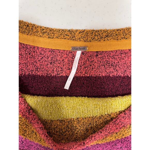 Free People Candyland Striped Sunset Off Shoulder Sweater - Picture 3 of 5